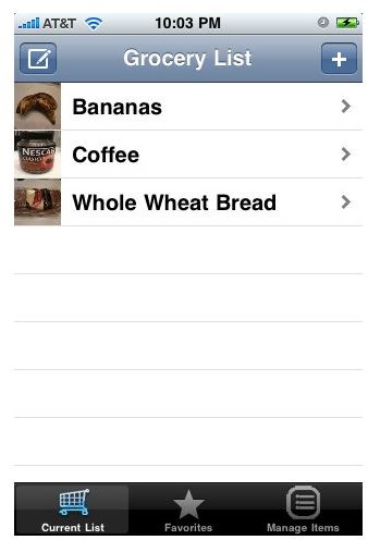 Grocery Lists iPhone App