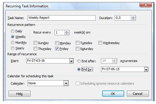Project 2007: Adding Recurring Tasks