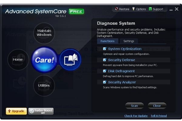 SystemCare Dioagnose Screen