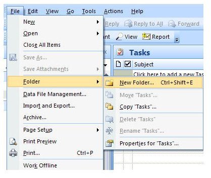 How to Create a New Task Folder in Outlook 2007 for Project Management ...