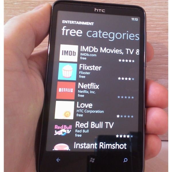 Browsing the Windows Phone 7 marketplace