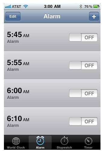 Alarm screenshot