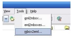Select the mbox2eml option from the Tools menu