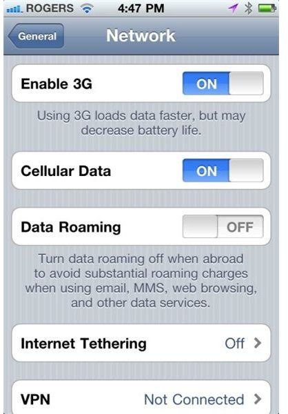 iphone data roaming turn off