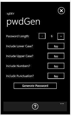 pwdGenerator - Top Windows Phone 7 Security Apps
