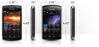 BlackBerry Storm 2 sizeWeight