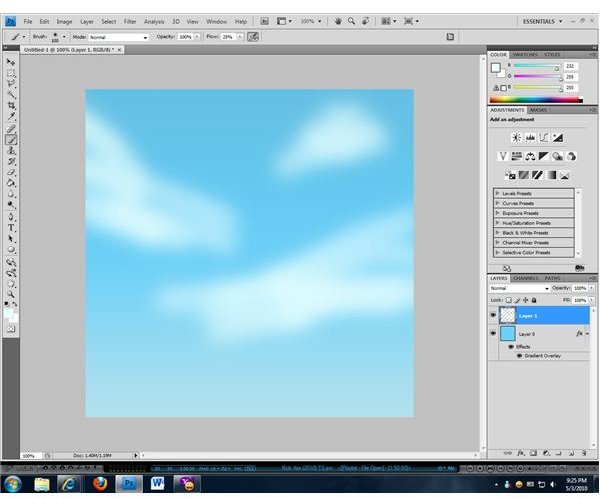 The airbrush tool is useful when making clouds.