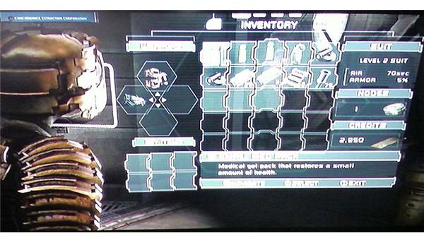 Dead Space inventory screen