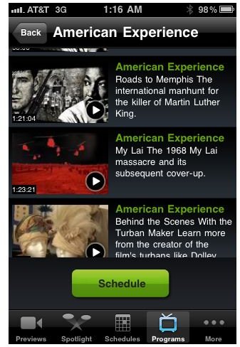 PBS iPhone App Videos