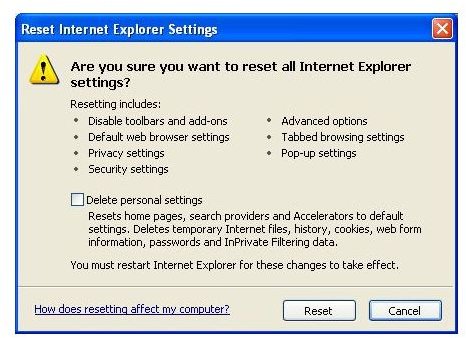 Can&rsquo;t save IE security settings? Reset the browser!