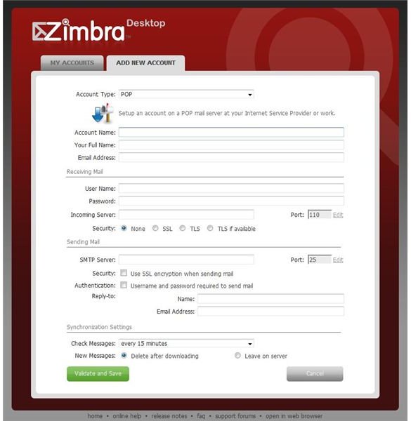 zimbra desktop a client error occured