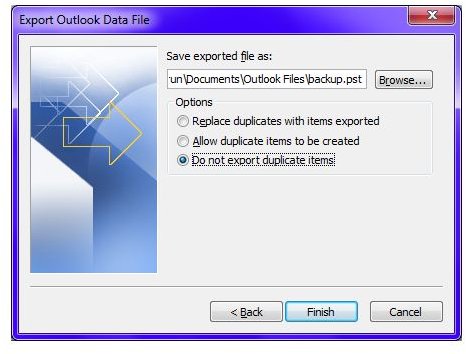 Fig 5 - Export Microsoft Outlook Contacts - Select Destination