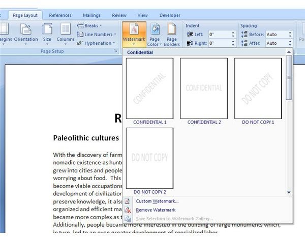 How to Add a Watermark to Microsoft Word 2007 Documents