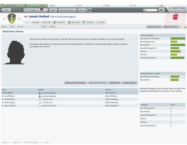 Make the most of your backroom staff in Football Manager 2010 