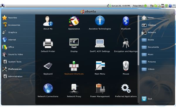 Eeebuntu Netbook Remix Preferences