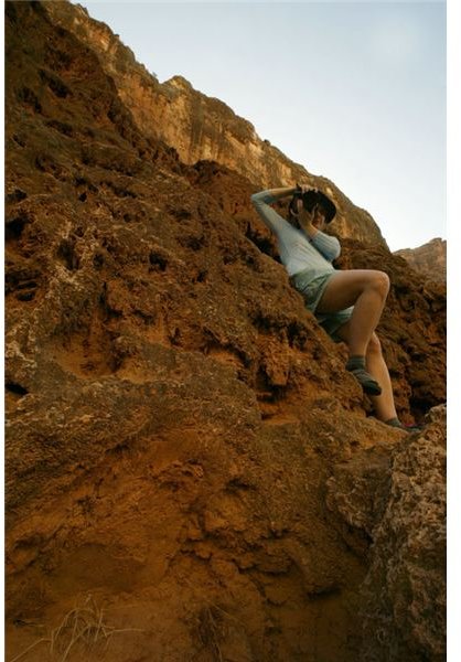 Lisa shooting above Mooney Falls.