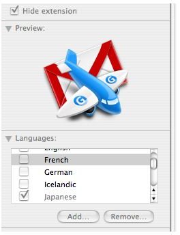 Mailplane language selection pane