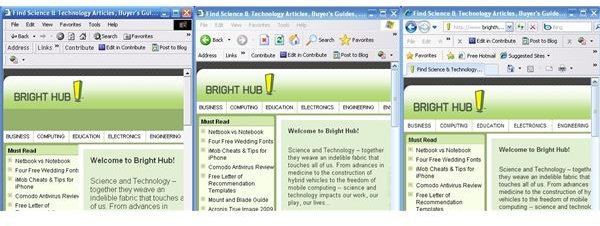 Internet Explorer 5.5, 6 and 8 compared