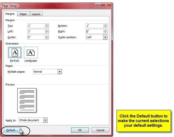 set margins in word 2010