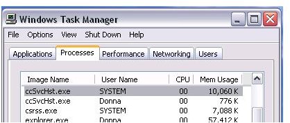 Memory Usage of Norton 360