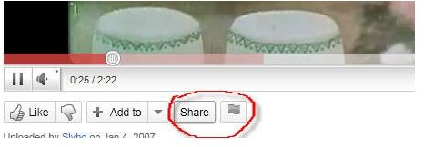 Click the share button under the YouTube video. 