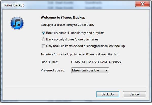 Figure 3 - iTunes Backup to Disk