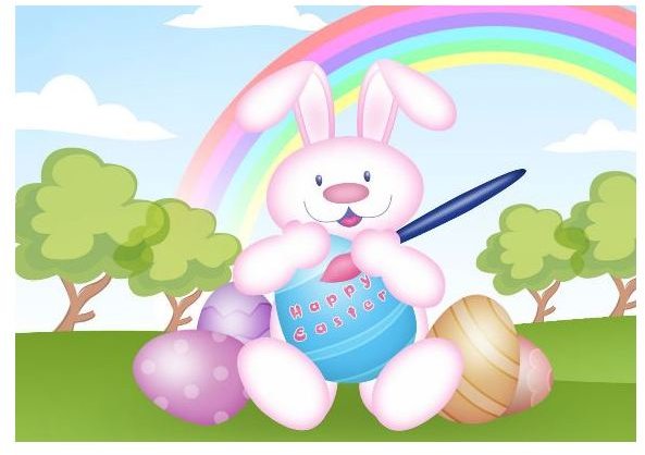 Easter Bunny & Rainbow Wallpaper