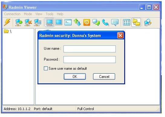 Radmin Viewer Prompts Login Credential to Access Remote Computer