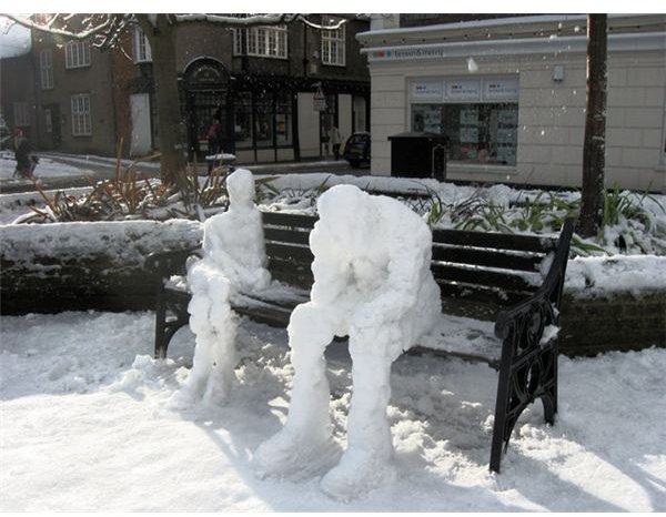 Thinking about the snow storm - two snowmen in Church Square, Tring - geograph.org.uk - 1629484