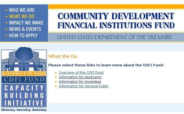 CDFI Website US Treasury