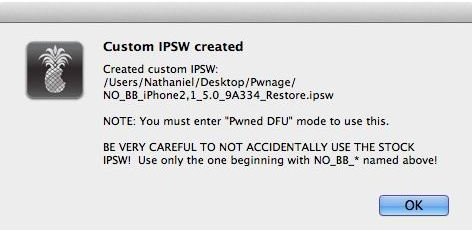 custom ipsw for iOS 5 created by redSnow