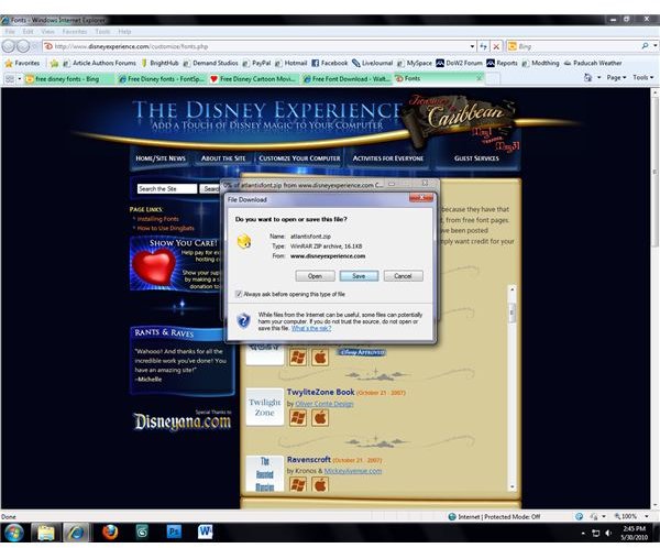 Disney fonts for Microsoft Word needs to be installed prior to use.