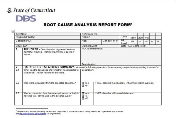 RCA Root Cause Analysis Template