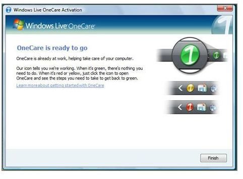 Live OneCare installation complete