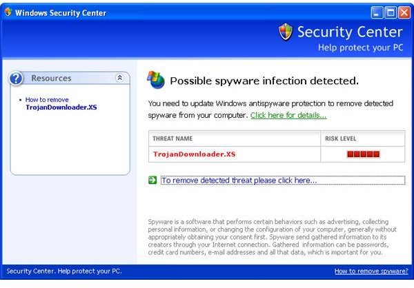 Possible spyware infection detected