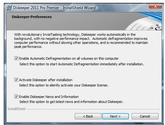 Diskeeper 2011 settings