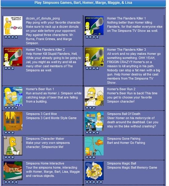 Simpsons games directory screenshot