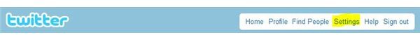 Location of Twitter Settings
