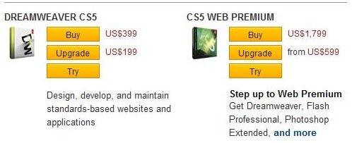 Adobe CS5 Web Prices 06/08/2010