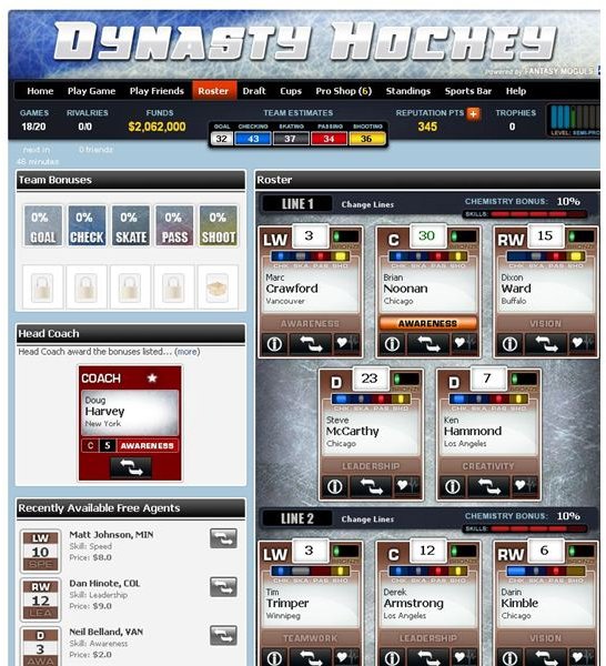 Facebook Hockey Games: Dynasty Hockey Review