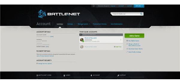 Battle.net Account Screen