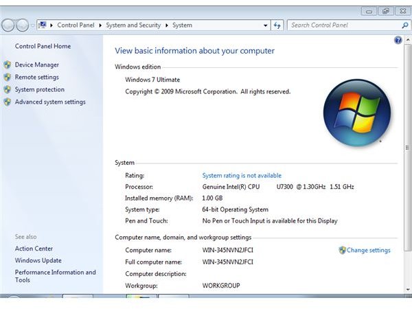 System information window displaying the operating system type on Windows 7