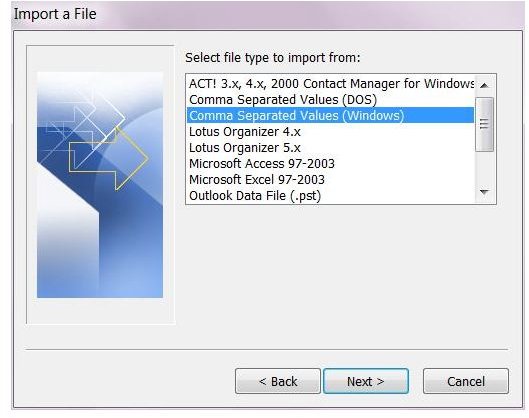 How to import contacts into Outlook 2010: CSV