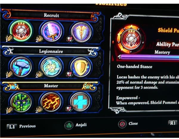 A look at the ability window for Lucas in Dungeon Siege 3.