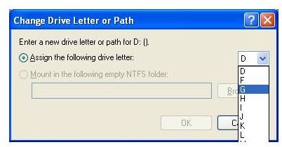 change drive letter xp