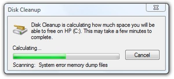 Disk Cleanup Scanning