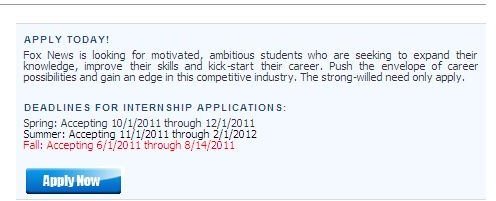 Screenshot FOX Available Internships