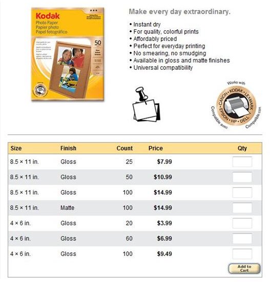 Kodak Photo Paper prices