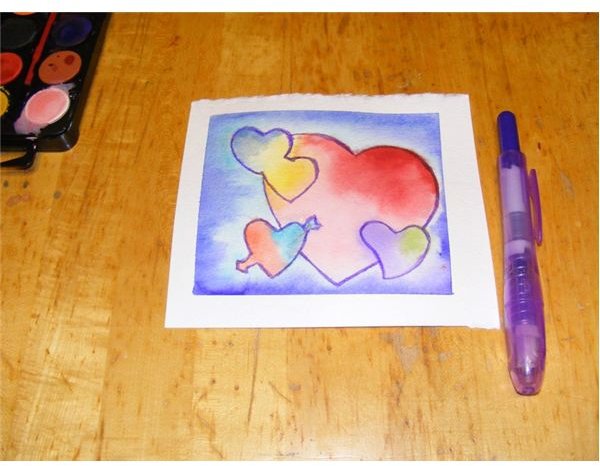 Outline hearts with marker