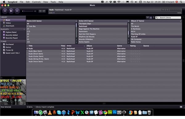 Screen shot of Songbird for Mac